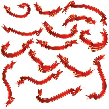 Red ribons set clipart