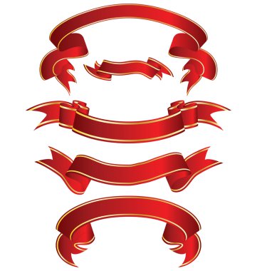 Red ribons set clipart