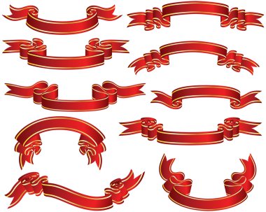 Red ribons set clipart