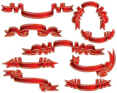 Red ribons set clipart