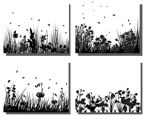Grass silhouettes set — Stock Vector