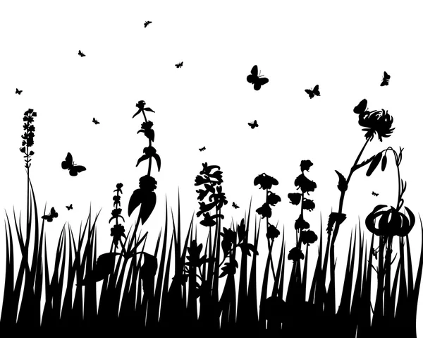 Silhouettes de fleurs — Image vectorielle