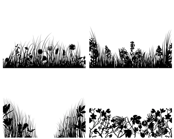 Трава силуети набір — стоковий вектор