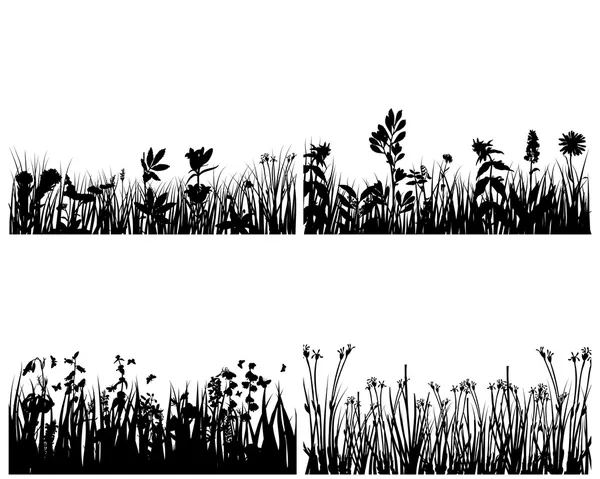 Conjunto de siluetas de hierba — Vector de stock