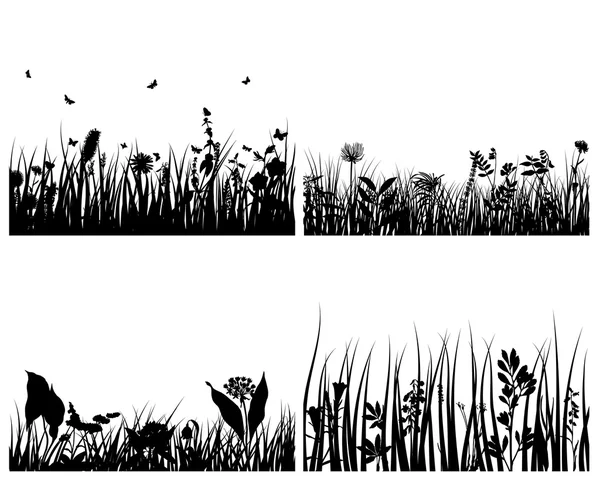Conjunto de siluetas de hierba — Archivo Imágenes Vectoriales