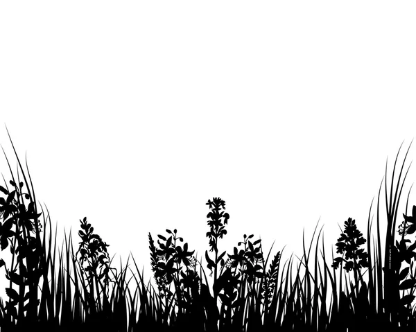 Векторная трава и цветы — стоковый вектор