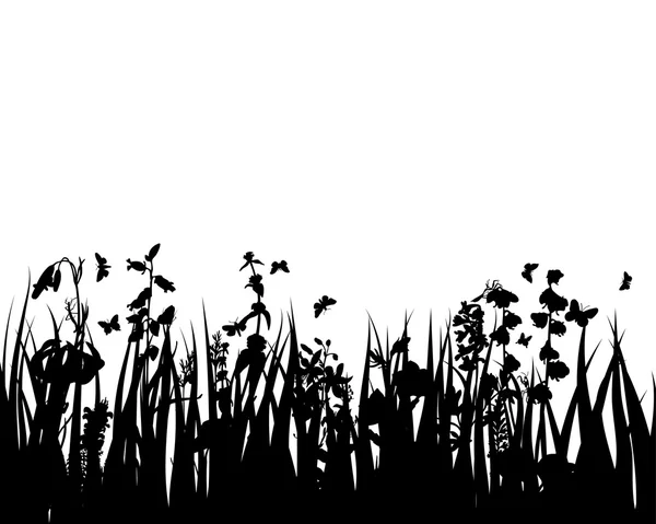 ベクトルの草と花 — ストックベクタ