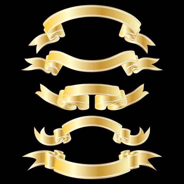 Gold ribbons set — Stock Vector