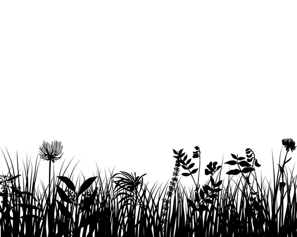 ベクトルの草と花 — ストックベクタ