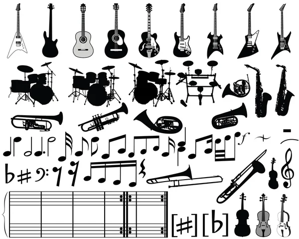 Elementos musicales — Vector de stock
