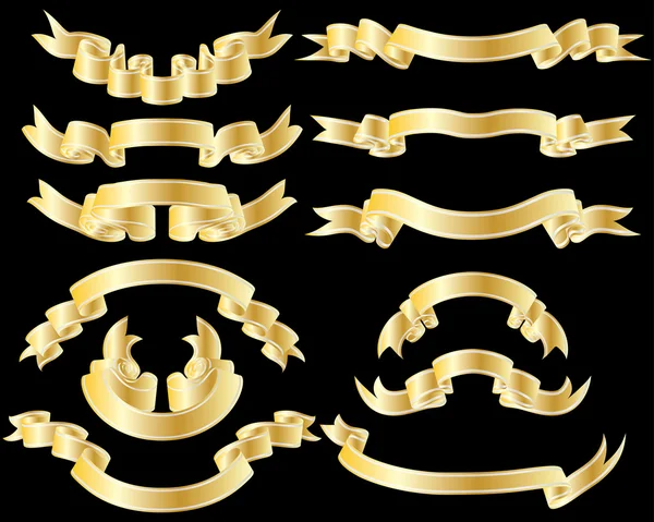Набор золотых лент — стоковый вектор