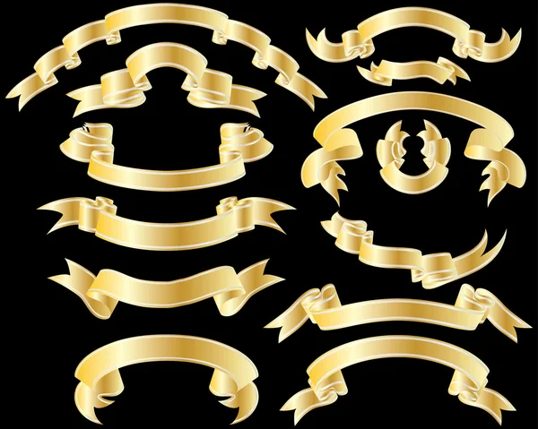 Ensemble de rubans dorés — Image vectorielle