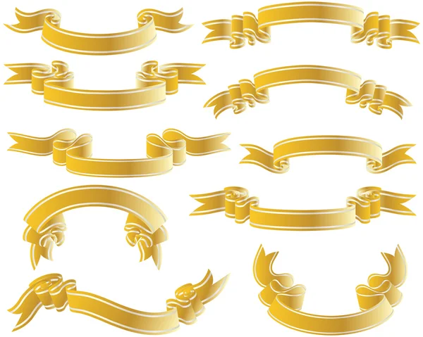 Gouden linten set — Stockvector