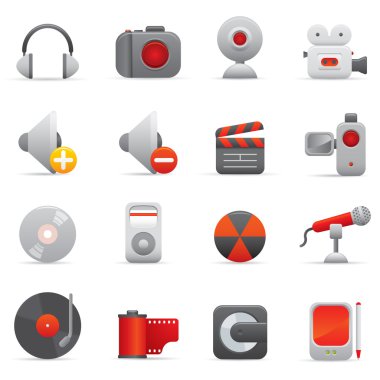 Multimedia Icons | Red Serie 01 clipart