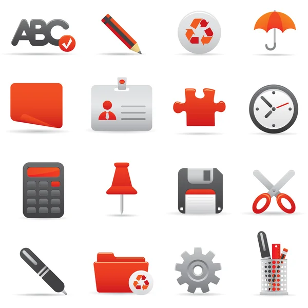 Iconos de Oficina jalá Serie Roja 01 — Vector de stock