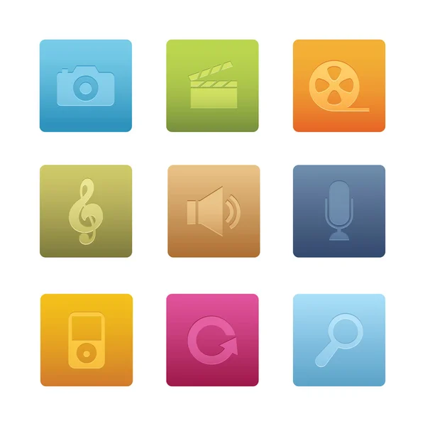 Square Multimedia Icons — Stockvector