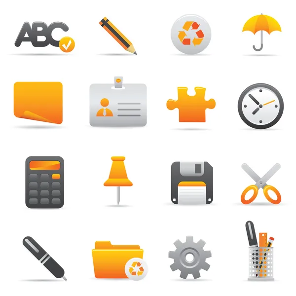 Office Icons Set | Gele Serie 01 — Stockvector