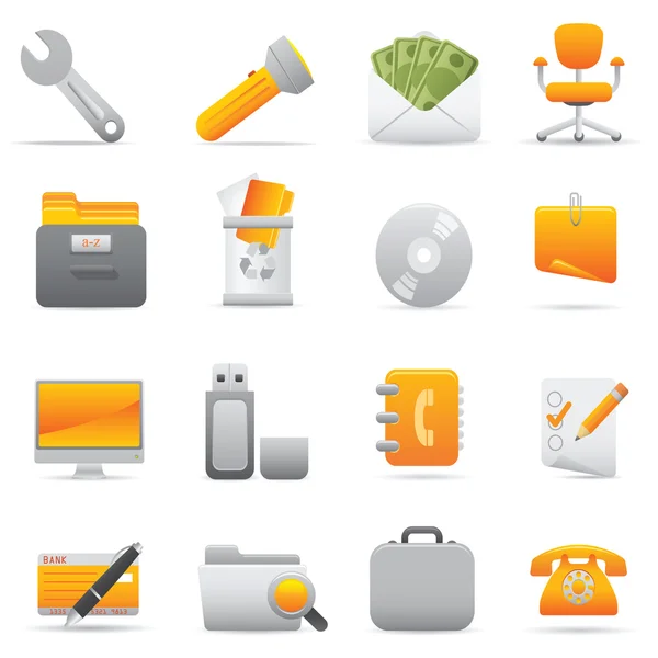 Office Icons Set | Sarı Serisi 03 — Stok Vektör