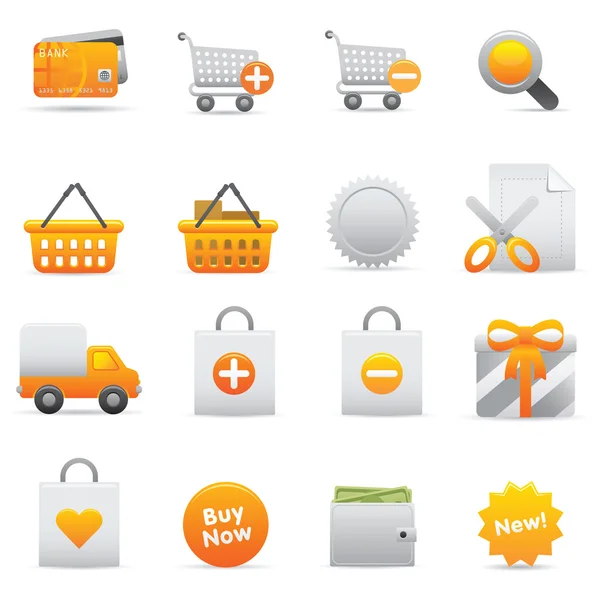 Shopping Icons Set | Gelbe Serie 01 — Stockvektor