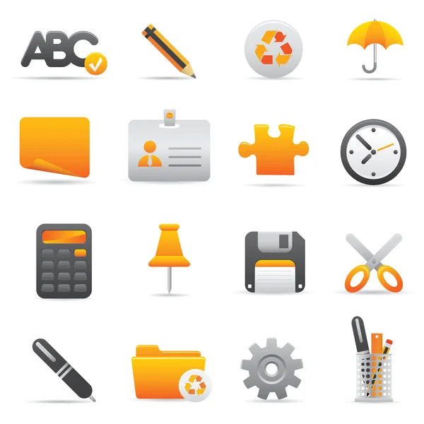 Office Icons Set | Sarı Serisi 01 — Stok Vektör