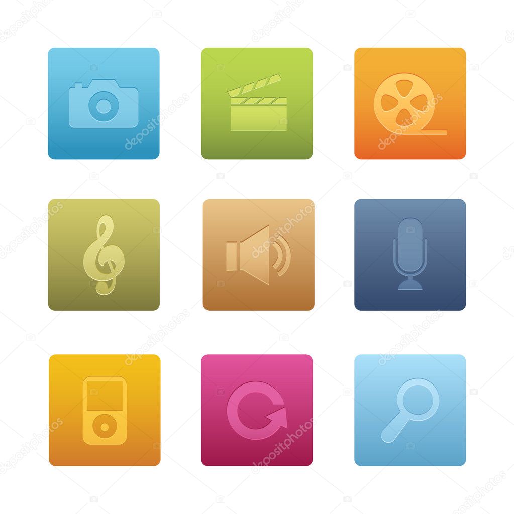 Square Multimedia Icons