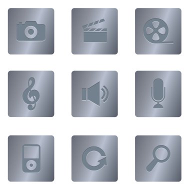 Multimedia Icons | Steel Square 03 clipart