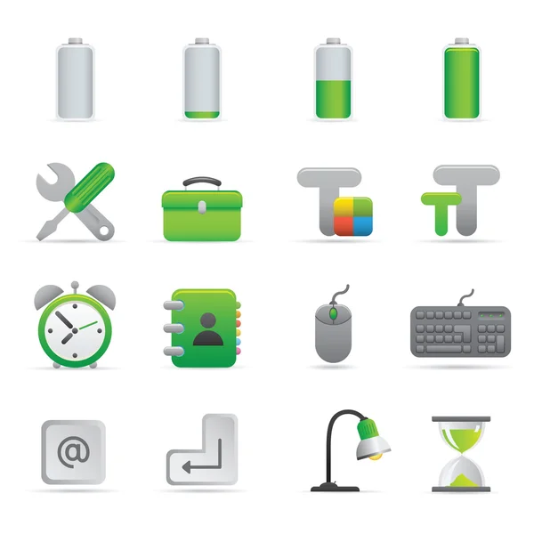 Počítačové ikony | Zelené 01 — Stockový vektor
