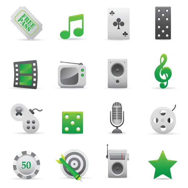 Zábava ikony | Zelené 03 — Stockový vektor