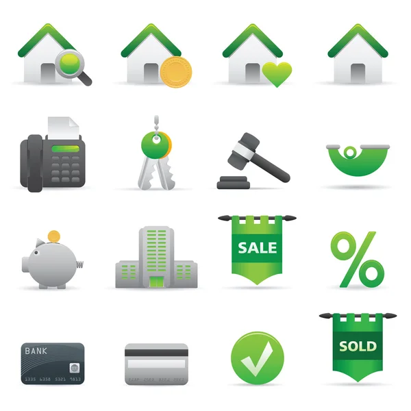 stock vector Real State Icons | Green 12