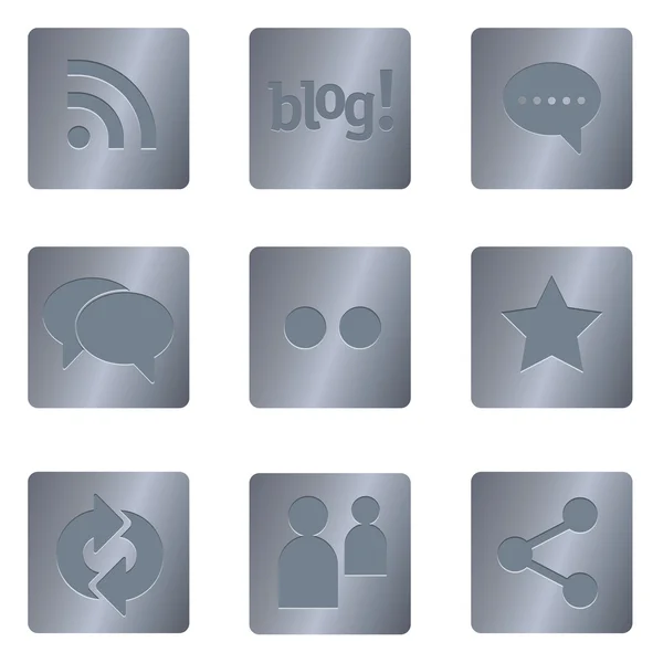 Иконки социальных сетей: Steel Square 05 — стоковый вектор