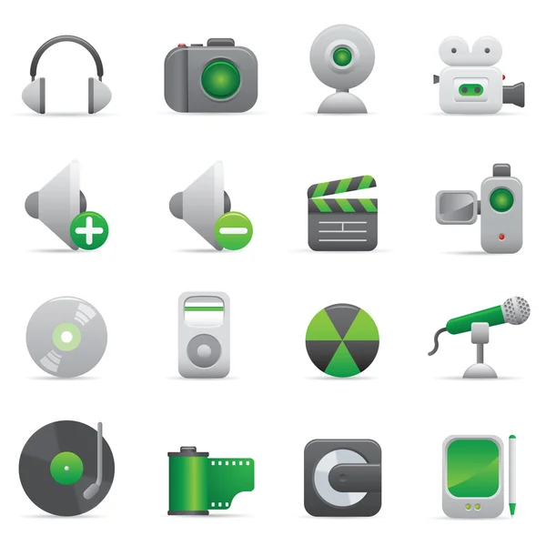 Multimediální ikony | Zelené 08 — Stockový vektor
