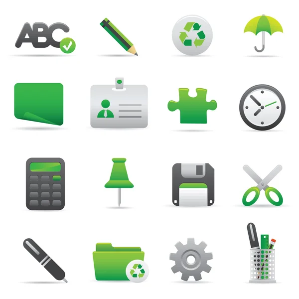 Ufficio icone verde 09 — Vettoriale Stock
