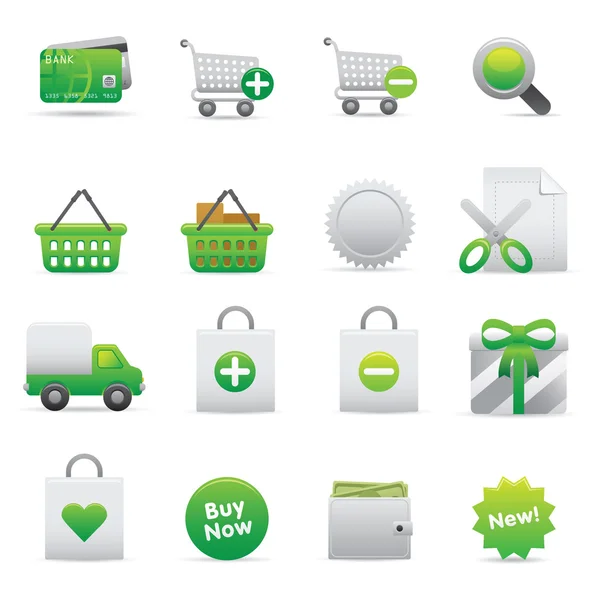 Nákupní ikony | Zelené 13 — Stockový vektor