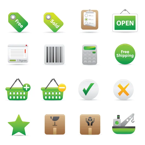 Iconos de Compras jalá Verde 14 — Vector de stock
