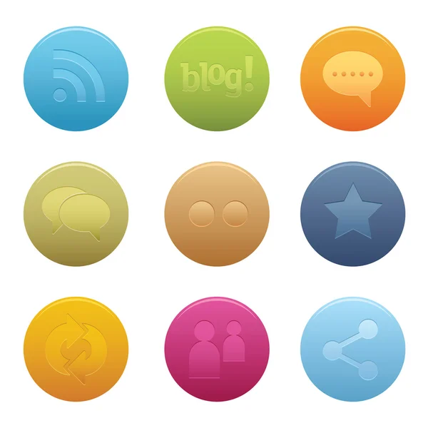 05 cirkel social media iconen — Stockvector