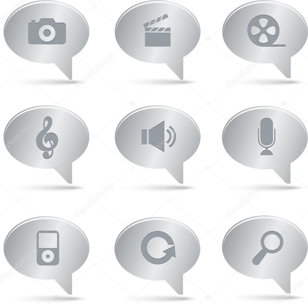 03 Silver Bubbles Multimedia Icons