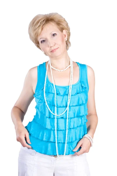 Adult fifty years woman posing in studio — Stock Photo, Image