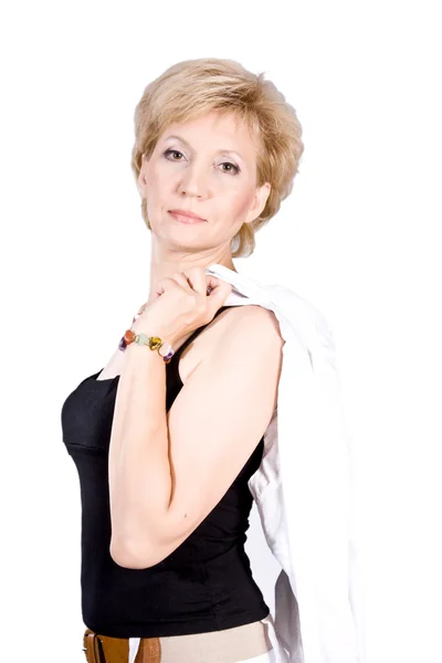 Adult fifty years woman posing in studio — Stock Photo, Image