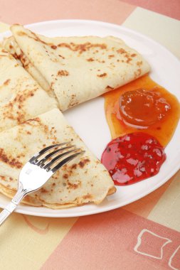 White plate with delicious pancakes clipart