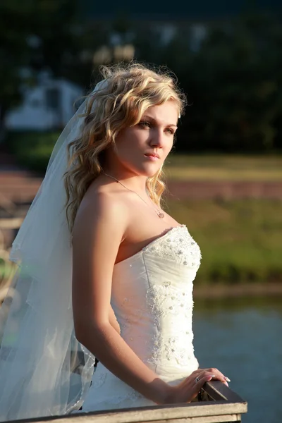 Bride on sunset — Stock Photo, Image