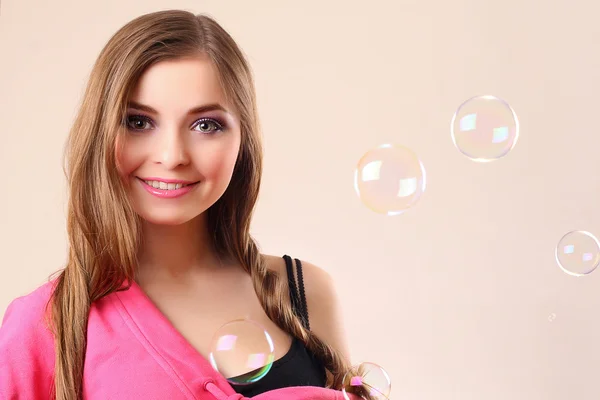 Nő buborékok — Stock Fotó