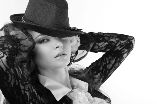 Şapkalı kadın — Stok fotoğraf