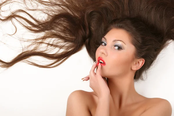 Mulher com cabelo fluindo — Fotografia de Stock
