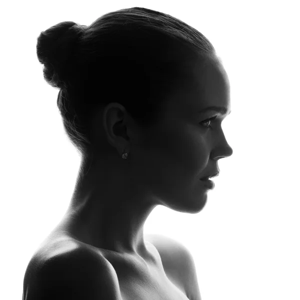 Silhouette of pretty woman — Stock Photo, Image