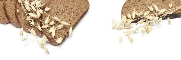 Pan y avena aislados en blanco —  Fotos de Stock