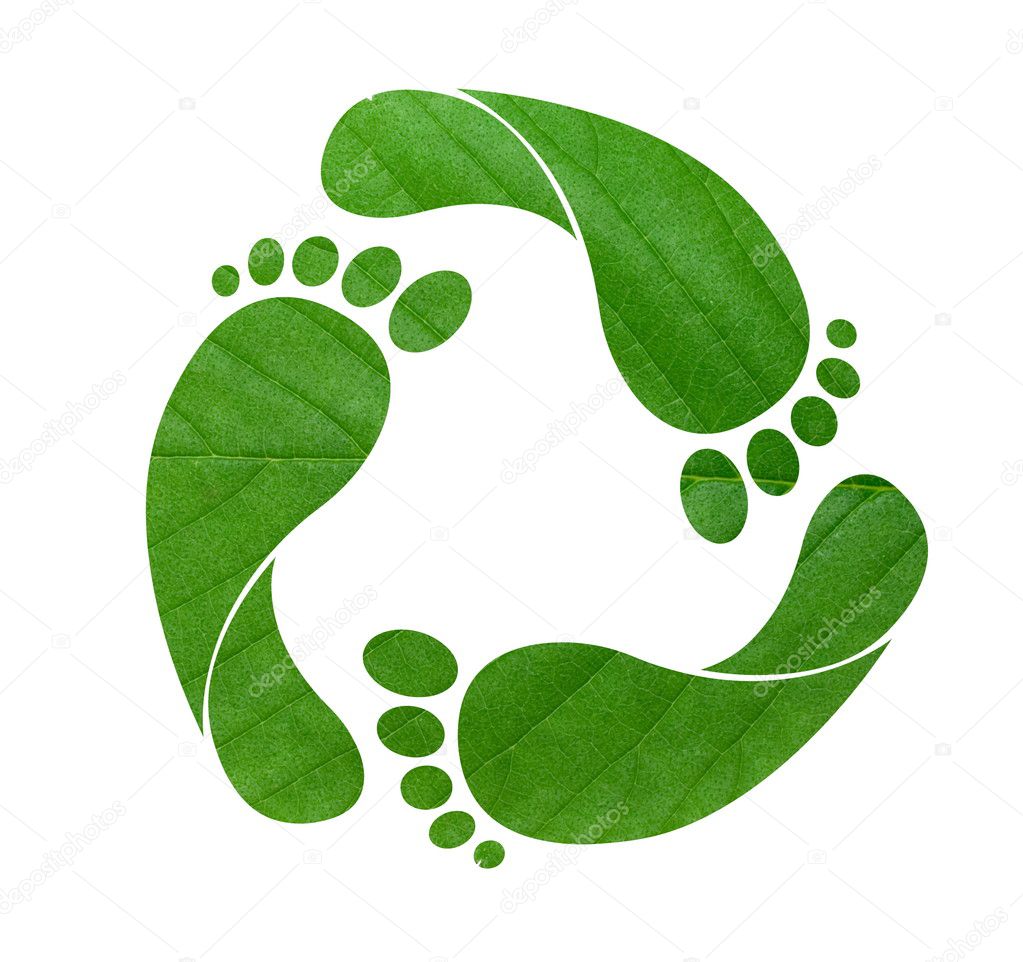 Footprint recycle sign