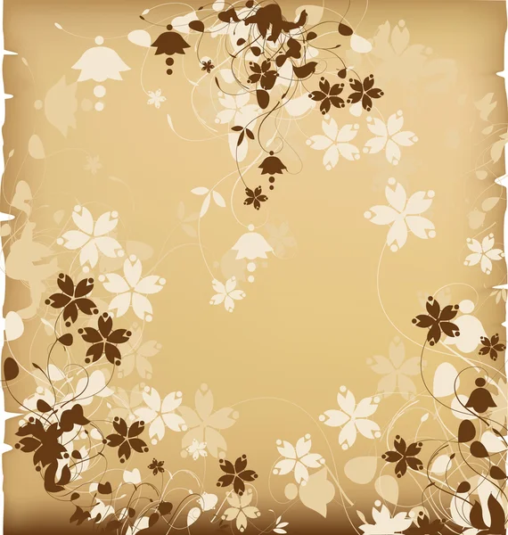 Παλιό χαρτί με floral σιλουέτες — Διανυσματικό Αρχείο