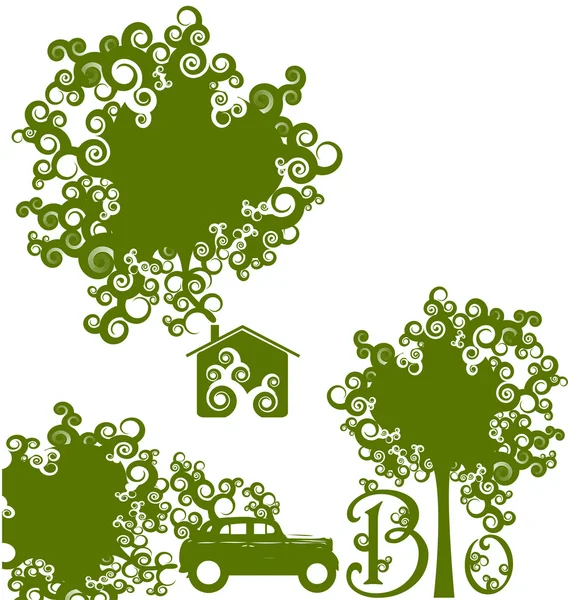 Будь зеленым комплектом с зеленым домом — стоковый вектор