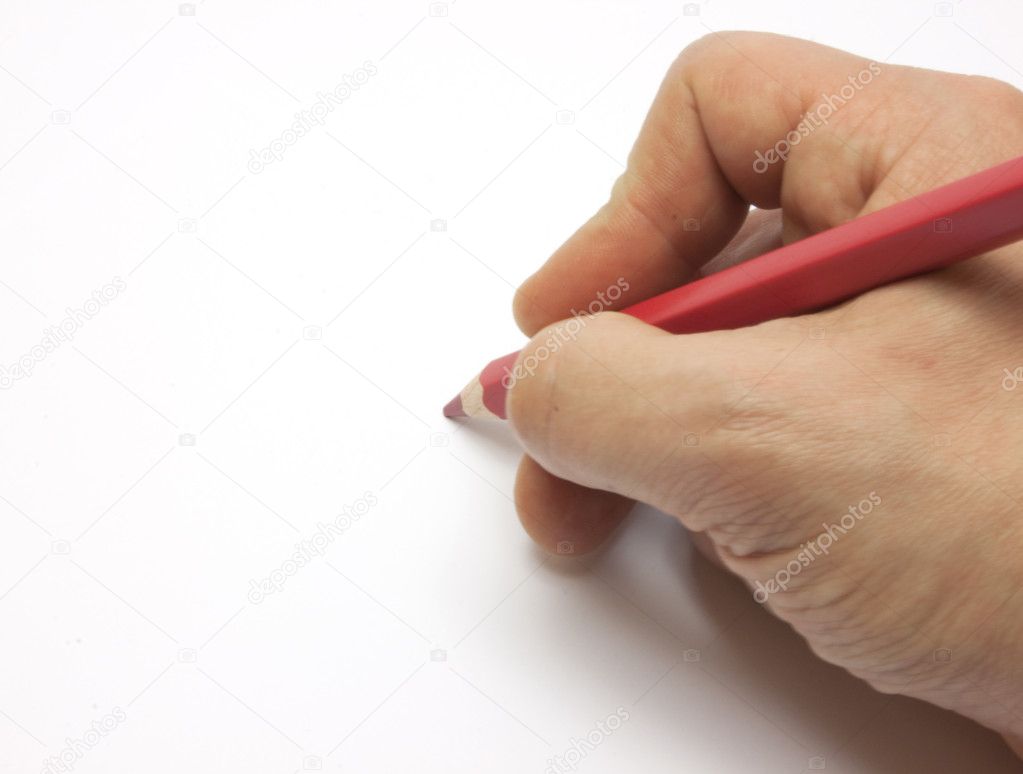 Pencil in man hand