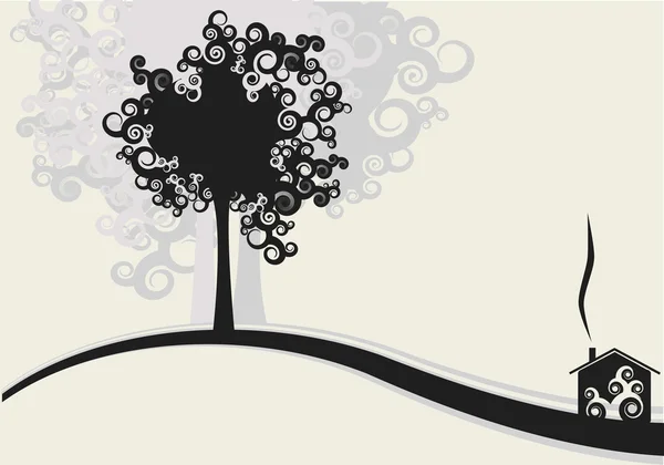 Conception de maison et d'arbres — Image vectorielle
